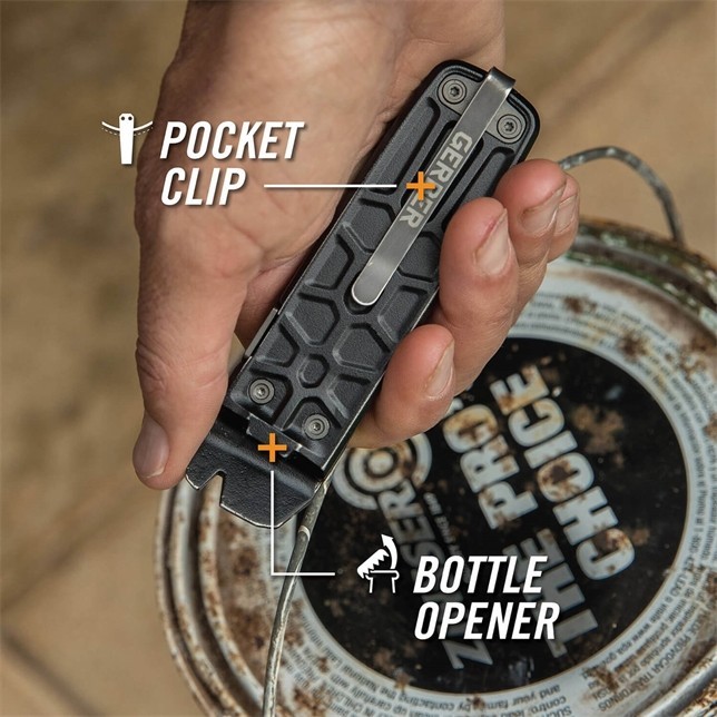 Gerber Lockdown Slim Pry Multi-Tool Knife Stainless Steel 7 tools EDC