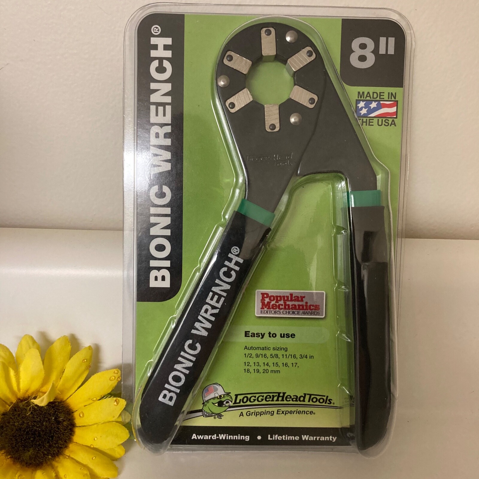 8” Bionic Grip Adjustable Wrench by LoggerHead Tools 14 Wrenches in 1 Toolbox