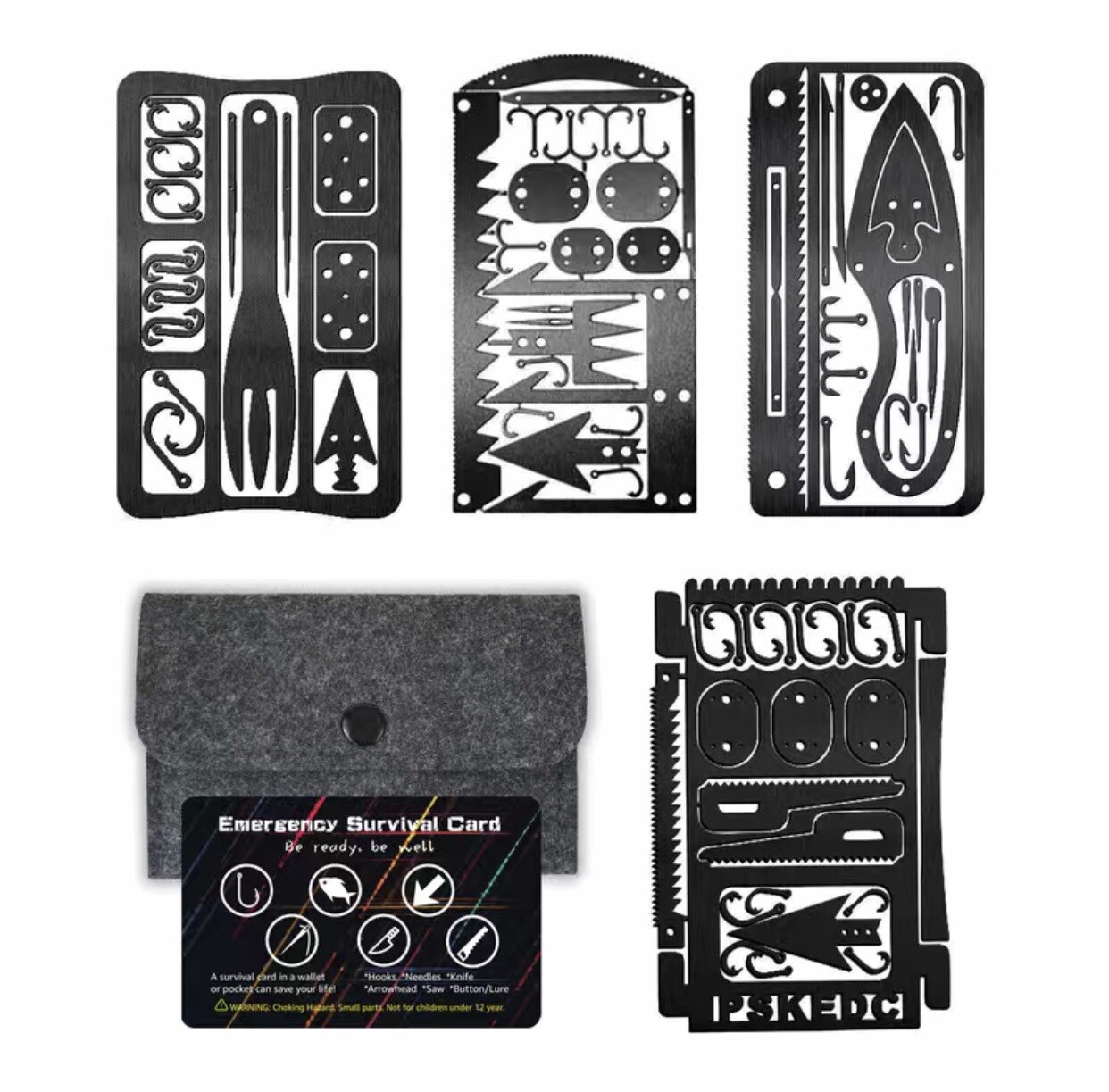 4PCS/set Survival Multitool Stainless Steel Credit Card Size Emergency Kit