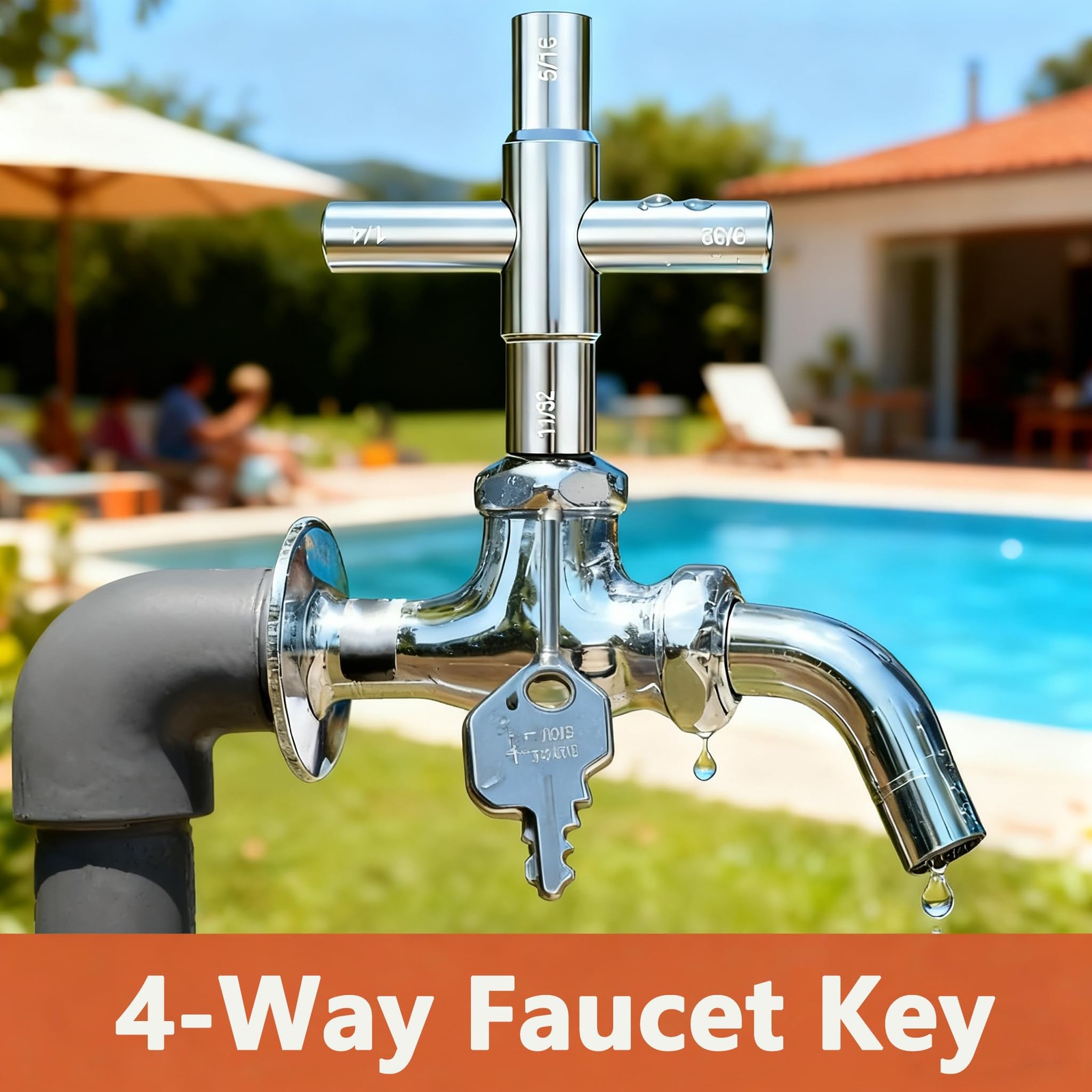 2 Pack 4-Way Sillcock Key Set Utilities Key Steel Sillcock for Valve Faucet