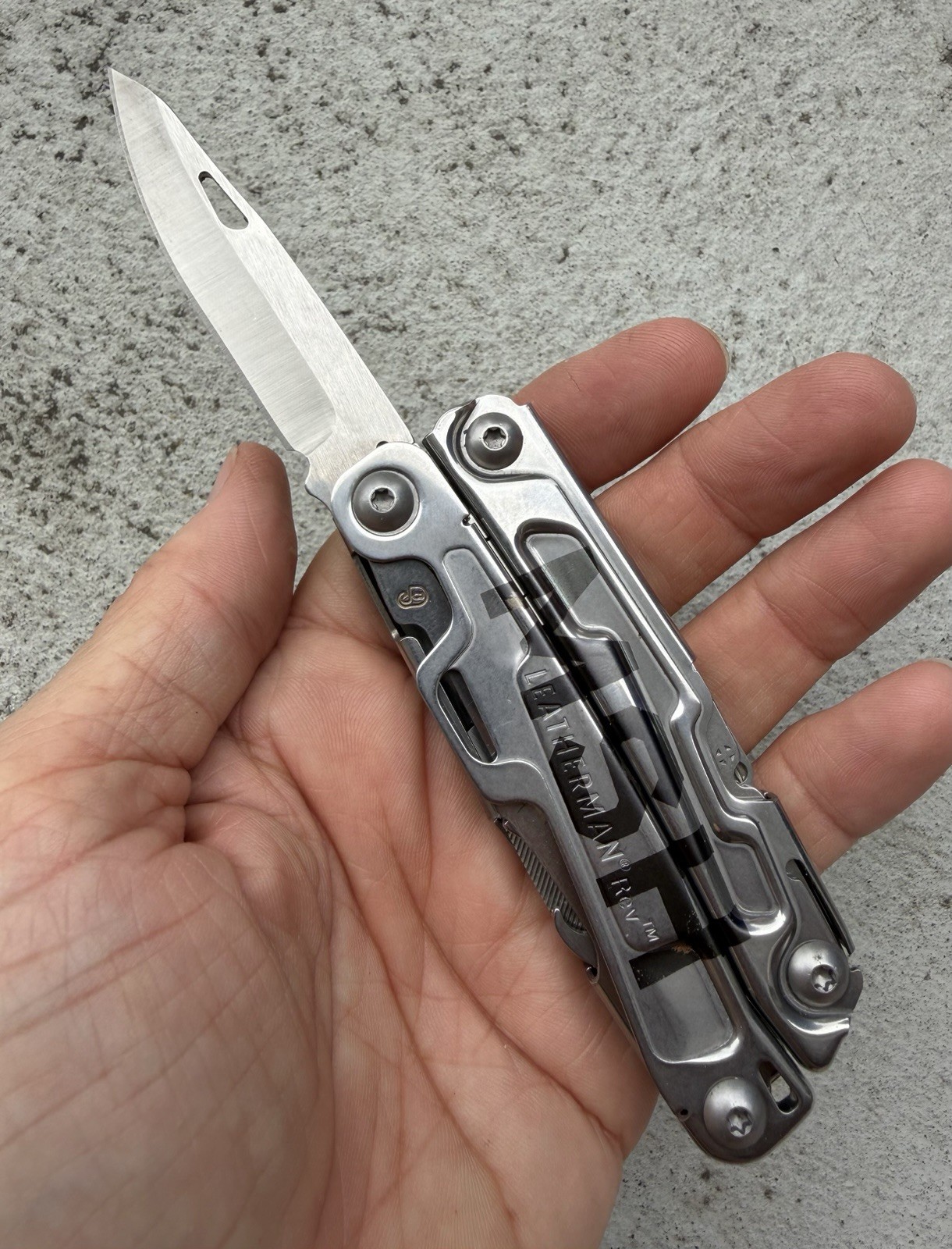 LEATHERMAN REV ADVERTISING “MSH” “APS” MULTI TOOL W/POCKET CLIP, EXCELLENT