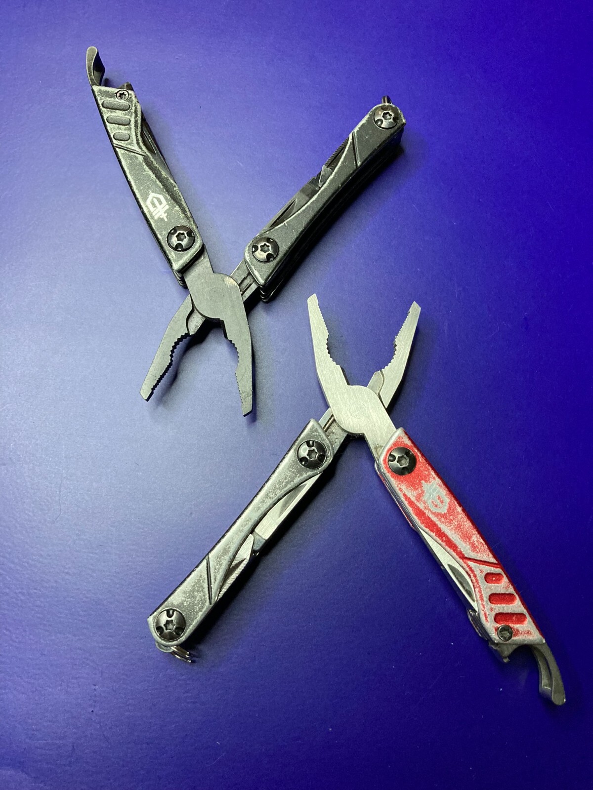 Lot of 2 Gerber Dime Multi-Tools Small Keychain Pliers Knife File Scissors