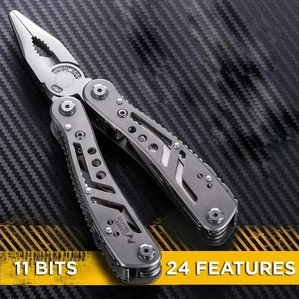 24-in-1 Professional Multitool Pliers Stainless Steel Pocket Tool with Sheath
