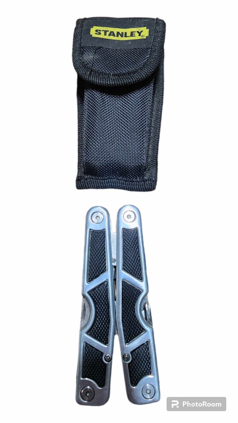 Multitool with Black Rubber Inserts in Handle Stainless Steel 10 tools with Case