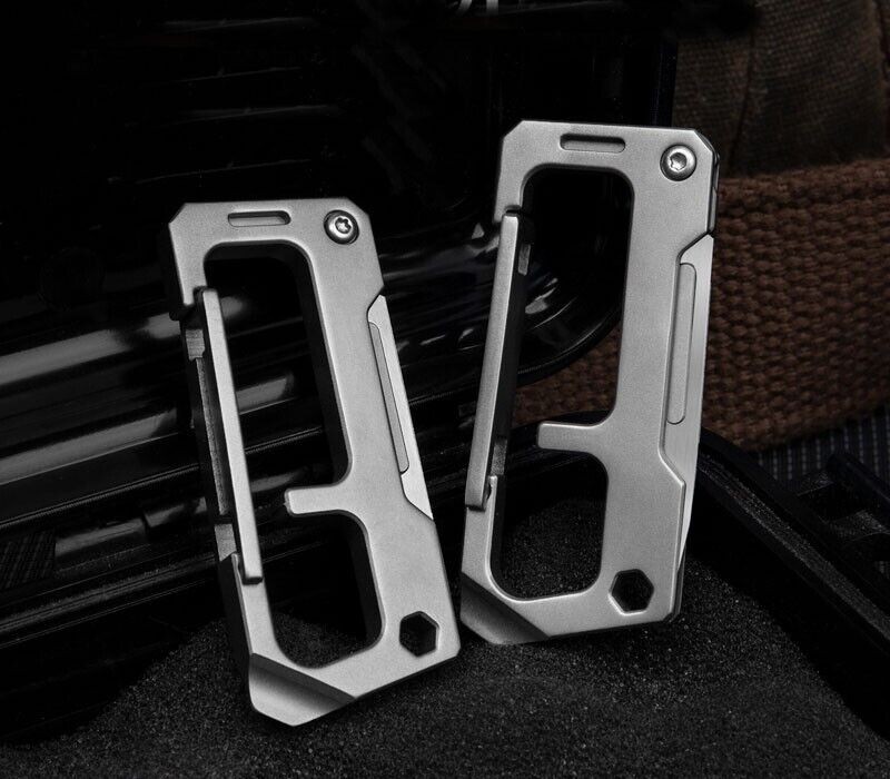 Titanium Multi Tools EDC Keychain Carabiner Folding Utility Knife Scalpel Blade