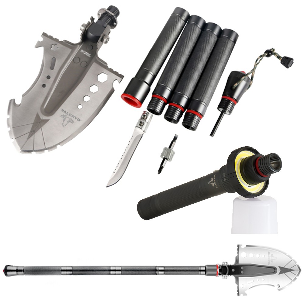 Valeryd Folding Spade Multi-Tool Balder Fire Steel Knife Axe inc LED Lamp