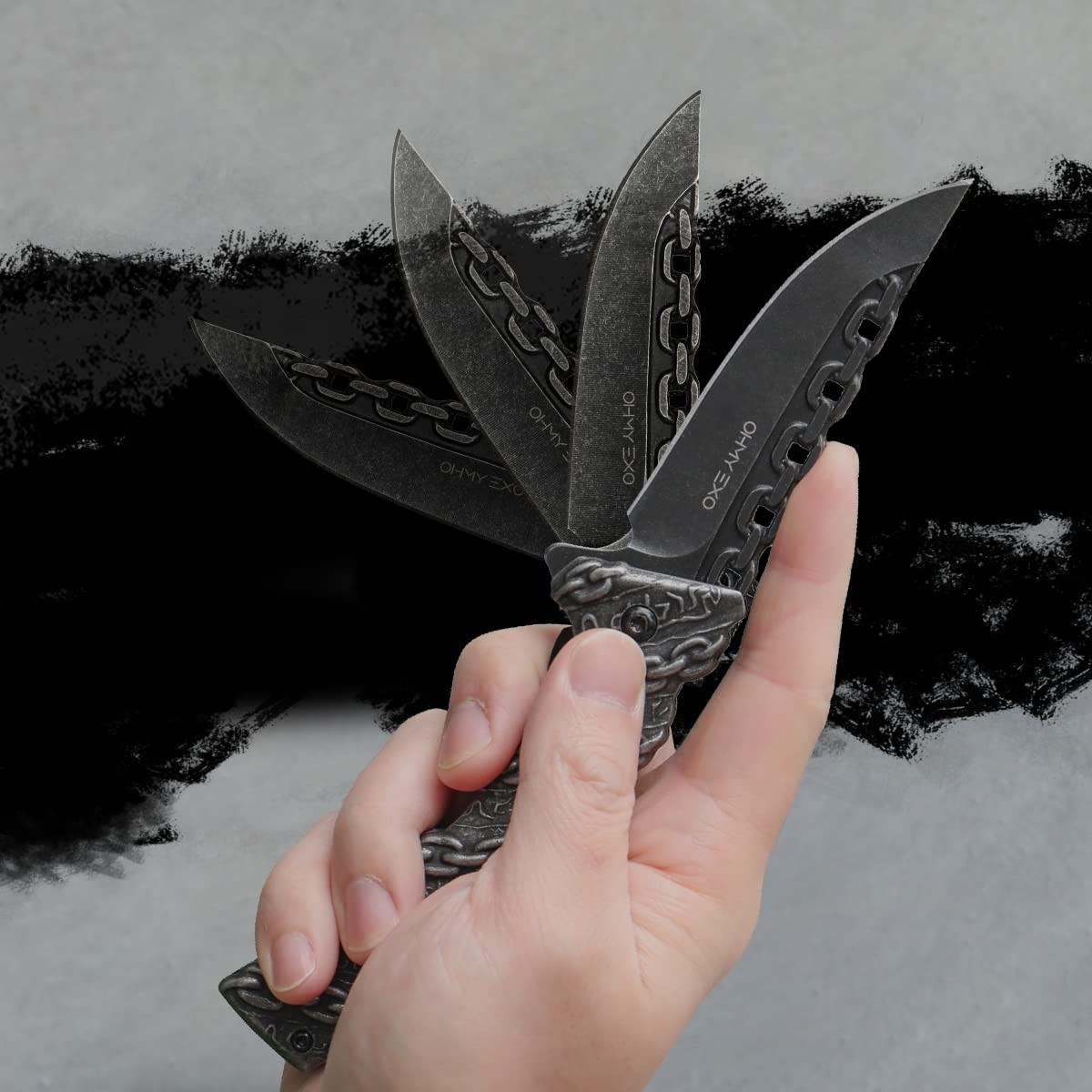 Stainless Steel Pocket Folding Knife With A Sculpted Chain Handle Safety Liner L