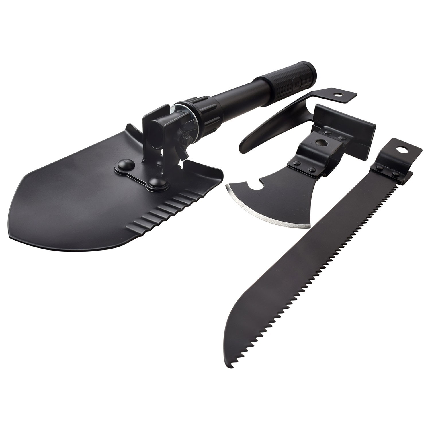 13.50″ Survivor 5-in-1 Multi-Purpose Tool w/Saw, Shovel, Spear, Axe, & Hammer
