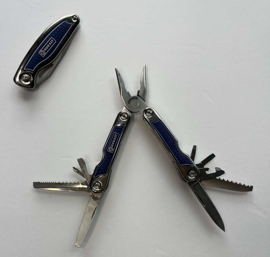 Kobalt Set Stainless Steel Folding Blade Pocket Knife + Multi-Pocket Tool w/Case