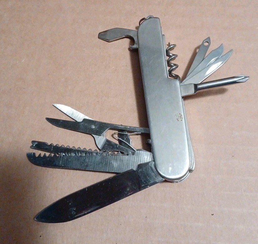 Unbranded Silver Stainless Swiss Army Style Utility Knife Multi-Tool