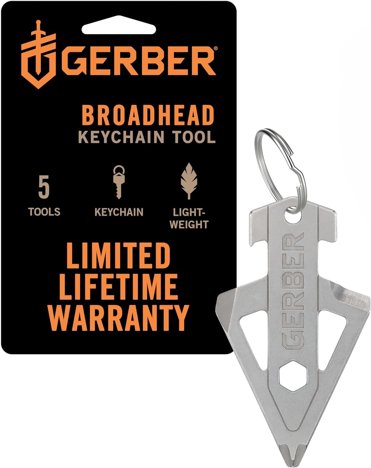 Gerber Gear Broadhead Keychain 5-in-1 Multi-Tool Bottle Opener EDC Tool