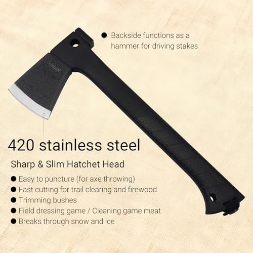 14″ Camping Axe & Hatchet Multi-Tool – Survival Tool with Handsaw, Fire Starter,