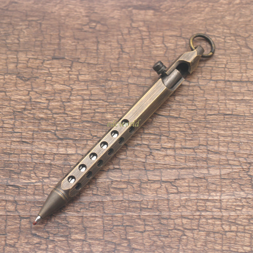 Handmade Six-Edge Brass Pen Practical Ballpoint Pen Pocket Keychain EDC Pen