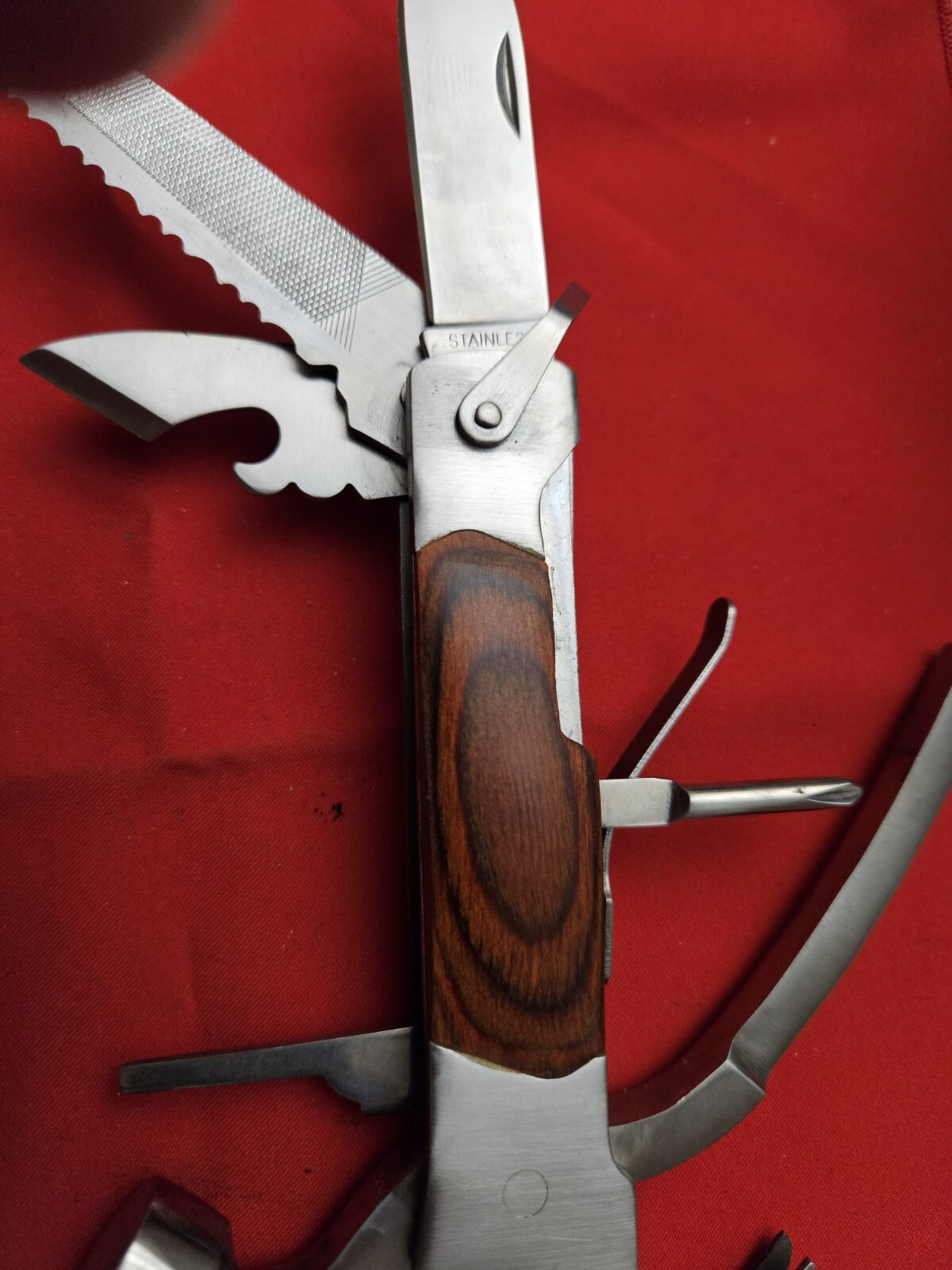 Vtg Sheffield Multi-Tool With Original Case Hammer Pliers Can Opener & More