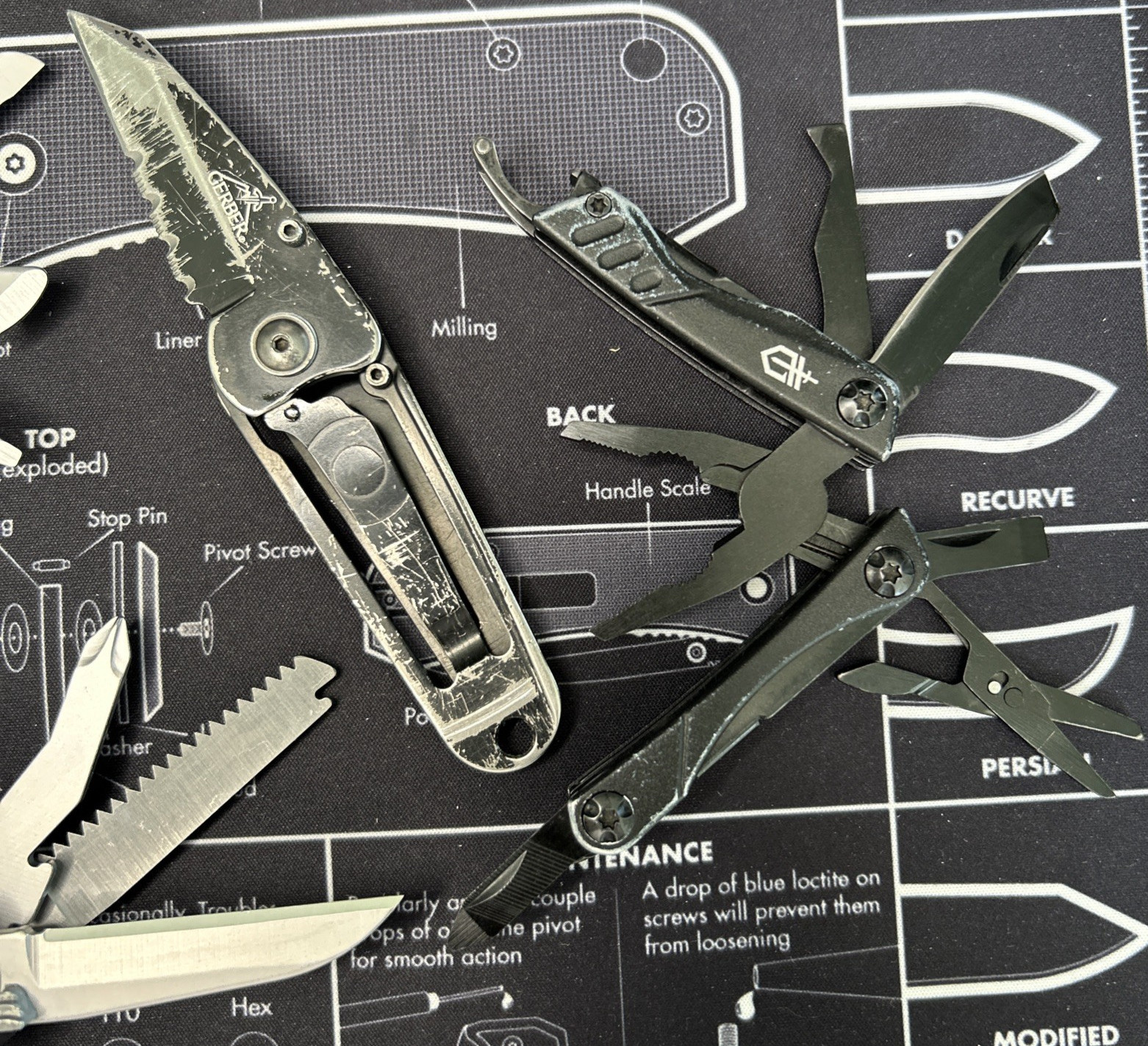 Gerber 1 Suspension W/Sheath / 1 Ridge/ 1 Swagger/ 1 Dime Compact Lot Of 4 GUC
