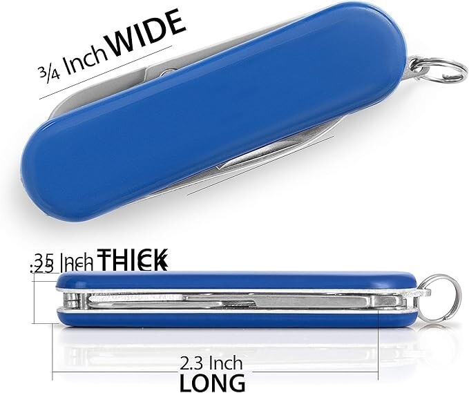 MAXAM Mini 2″ Multi-Tool Pocket Knife With File and Scissors – Blue