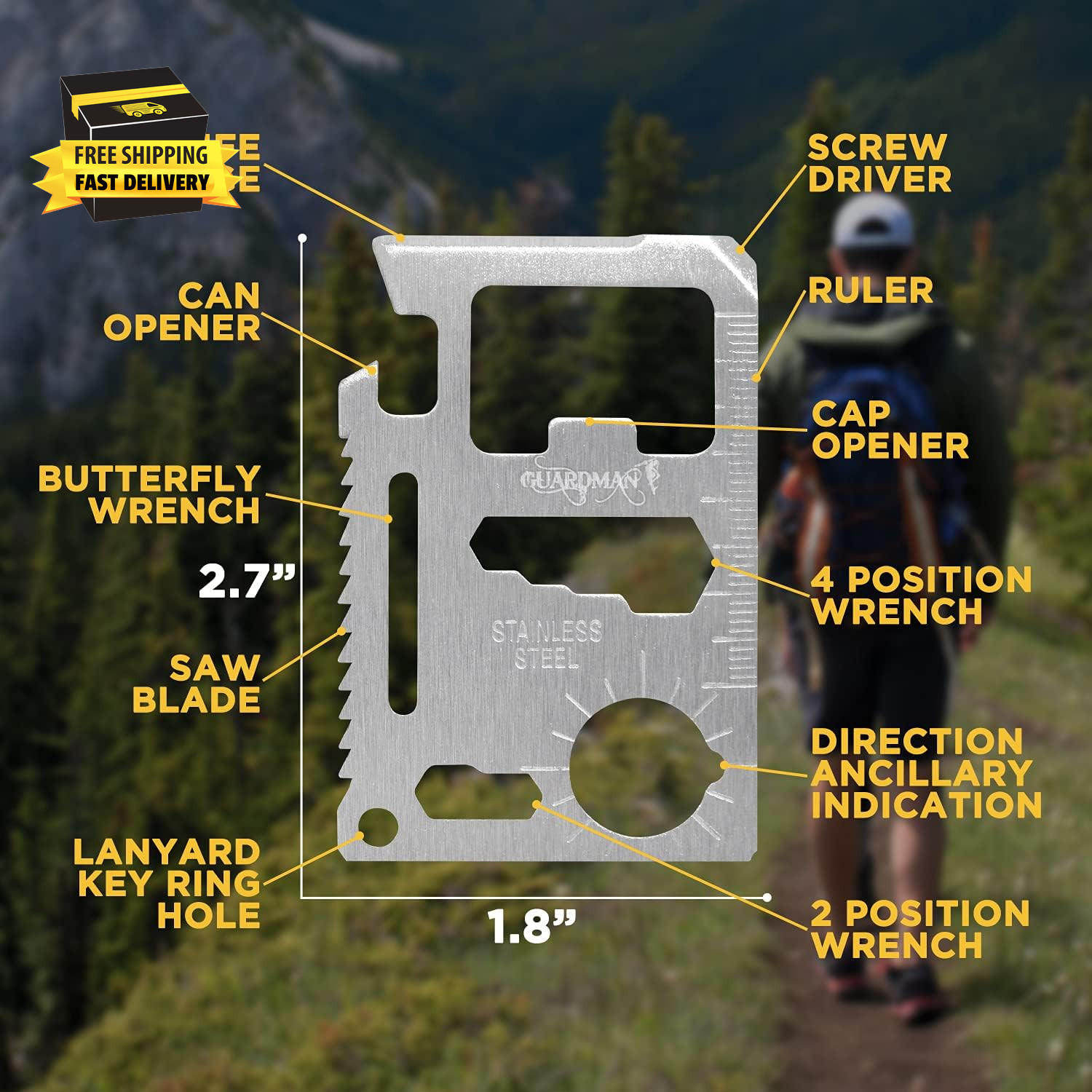 11-In-1 Survival Credit Card Multitool – Fathers Day Stocking Stuffer Christmas
