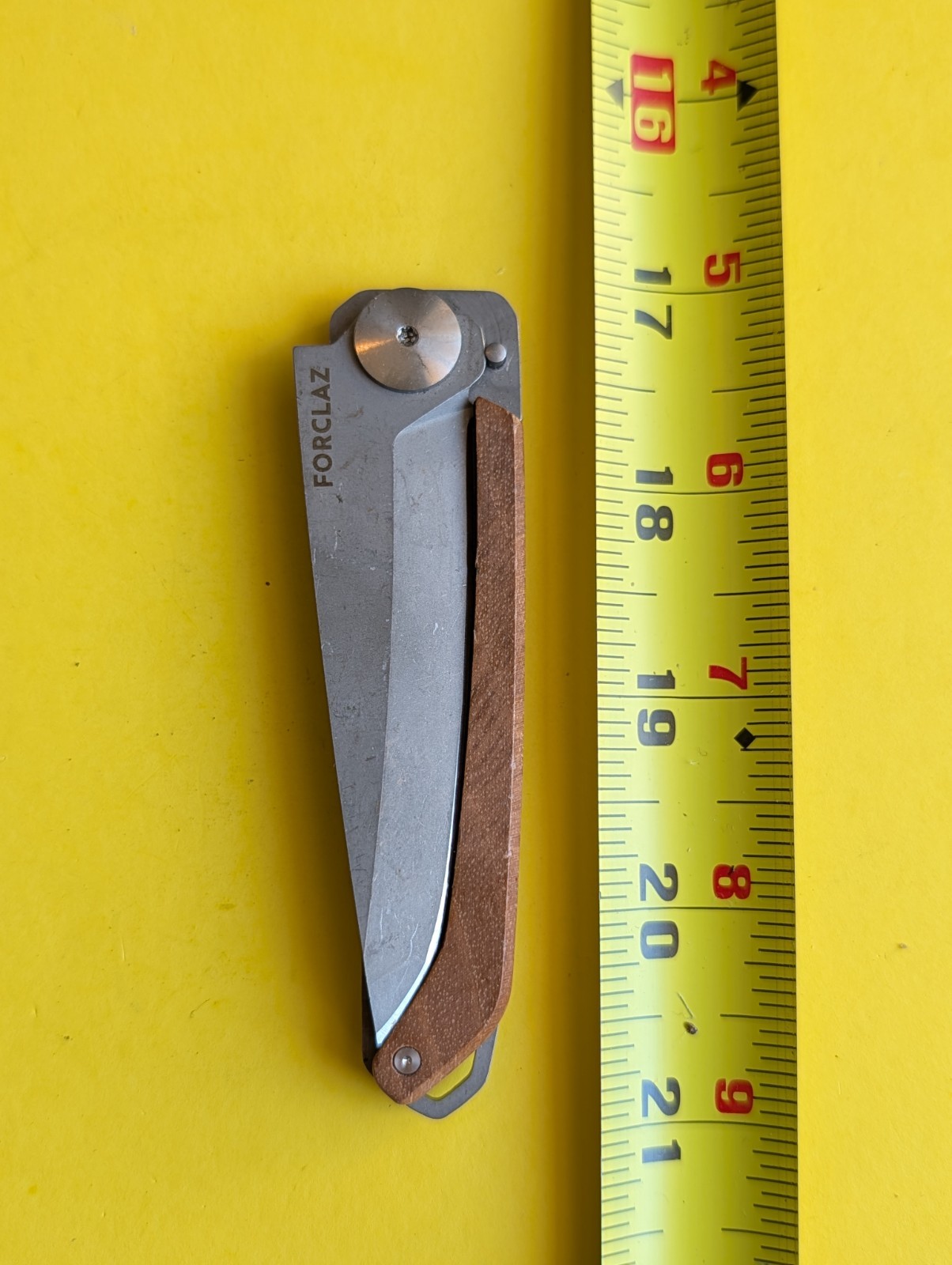 DECATHLON FORCLAZ POCKET KNIFE LIGHT WEIGHT PLAIN EDGE WOODEN FRAME