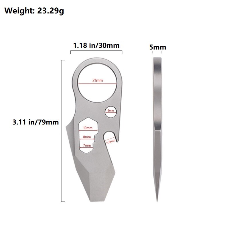 Titanium Pry Bar Crowbar Bottle Opener EDC Outdoor Pocket Multi Tools Keychain