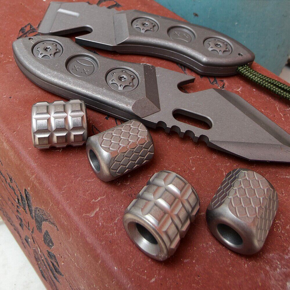 Titanium Alloy Hex Dragon Scale Lanyard Bead EDC Paracord Gear Pendant Charm