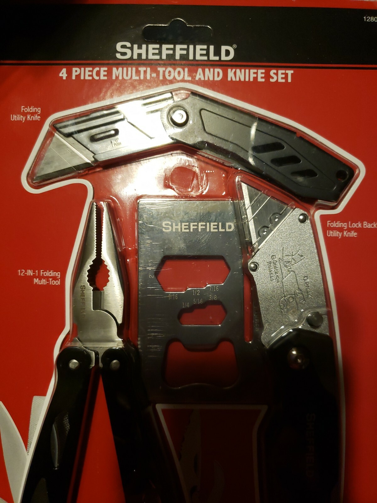Sheffield 4 Piece Multi-Tool and Razor Knife Set Blades Included NEW