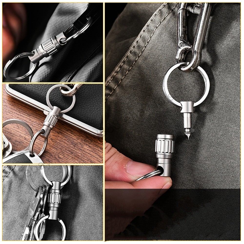 Titanium Alloy Anti-lost Quick Release Hanging Buckle Elastic Keychain Key Ring