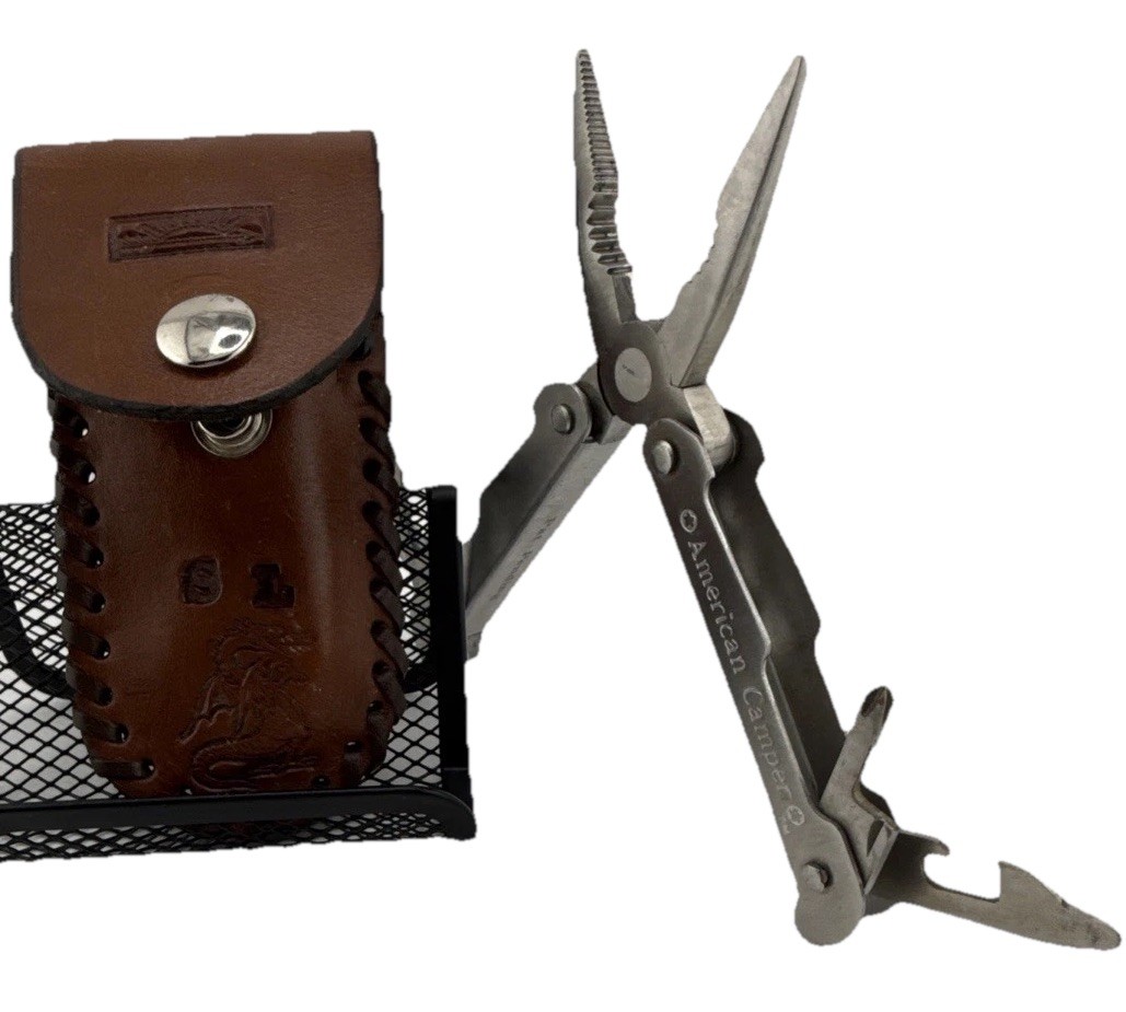 Vintage American Camper Multi-Tool With Leather Sheath
