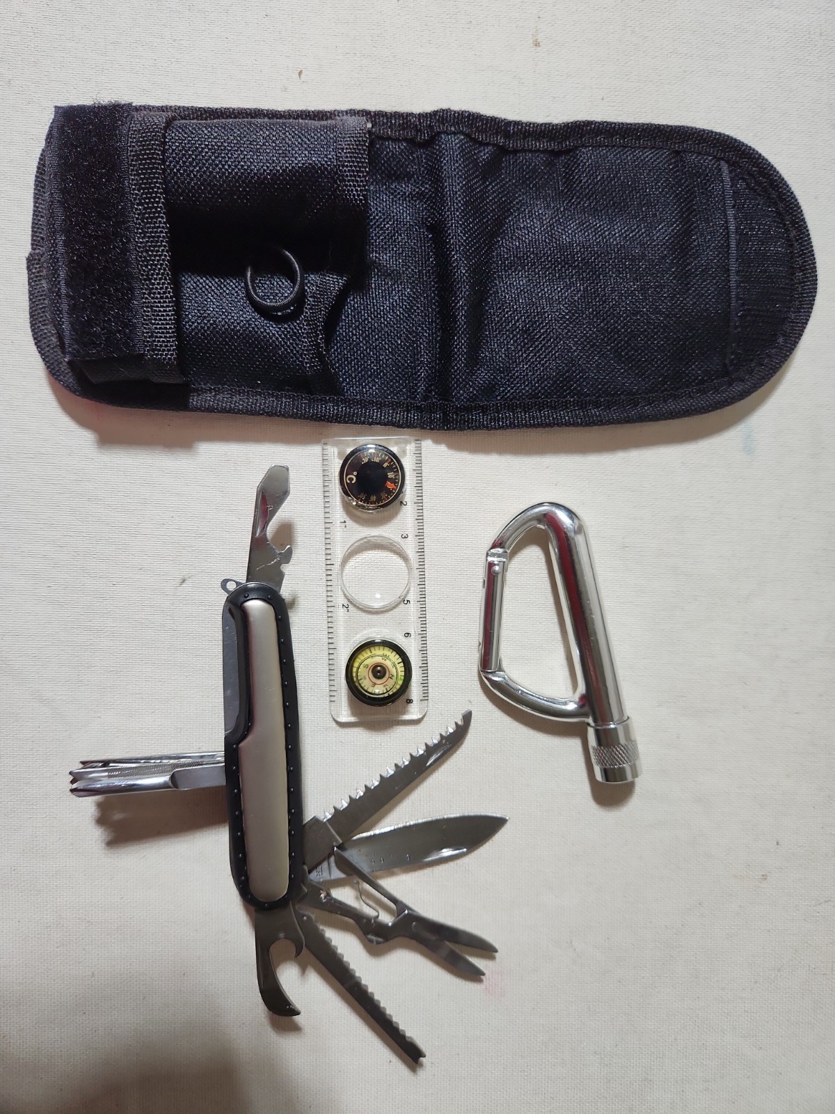 MultiTech Multitool Kit With Compass Ruler Flashlight And Case – Used