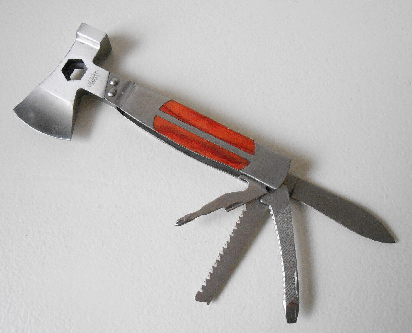 Used SHEFFIELD MultiTool LOT : Hatchet / Hammer Folder & Pocket Folder – Sheaths