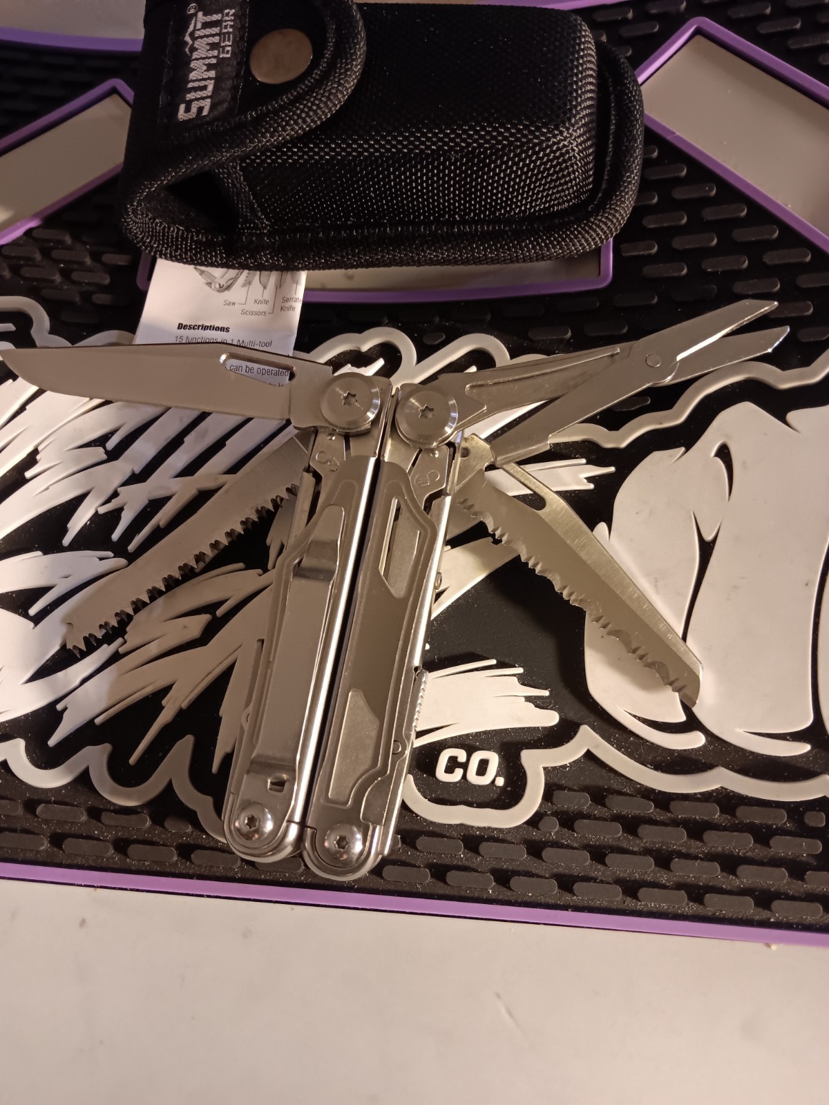 Summit 15 In 1 Multi Tool with A Sheath Stainless Steel Blades High End Budget.