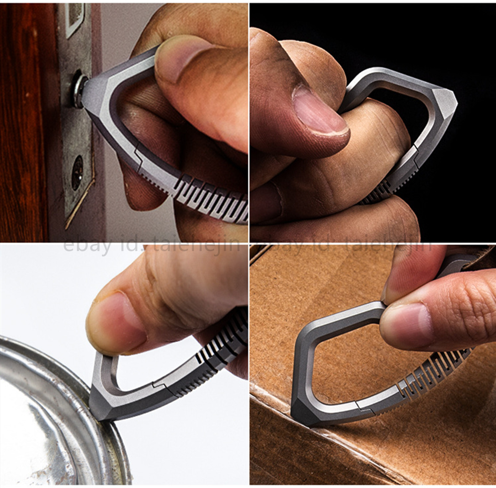 NewTitanium Alloy + Leather Keychain Carabiner Waist Hanging Pendant EDC Crowbar