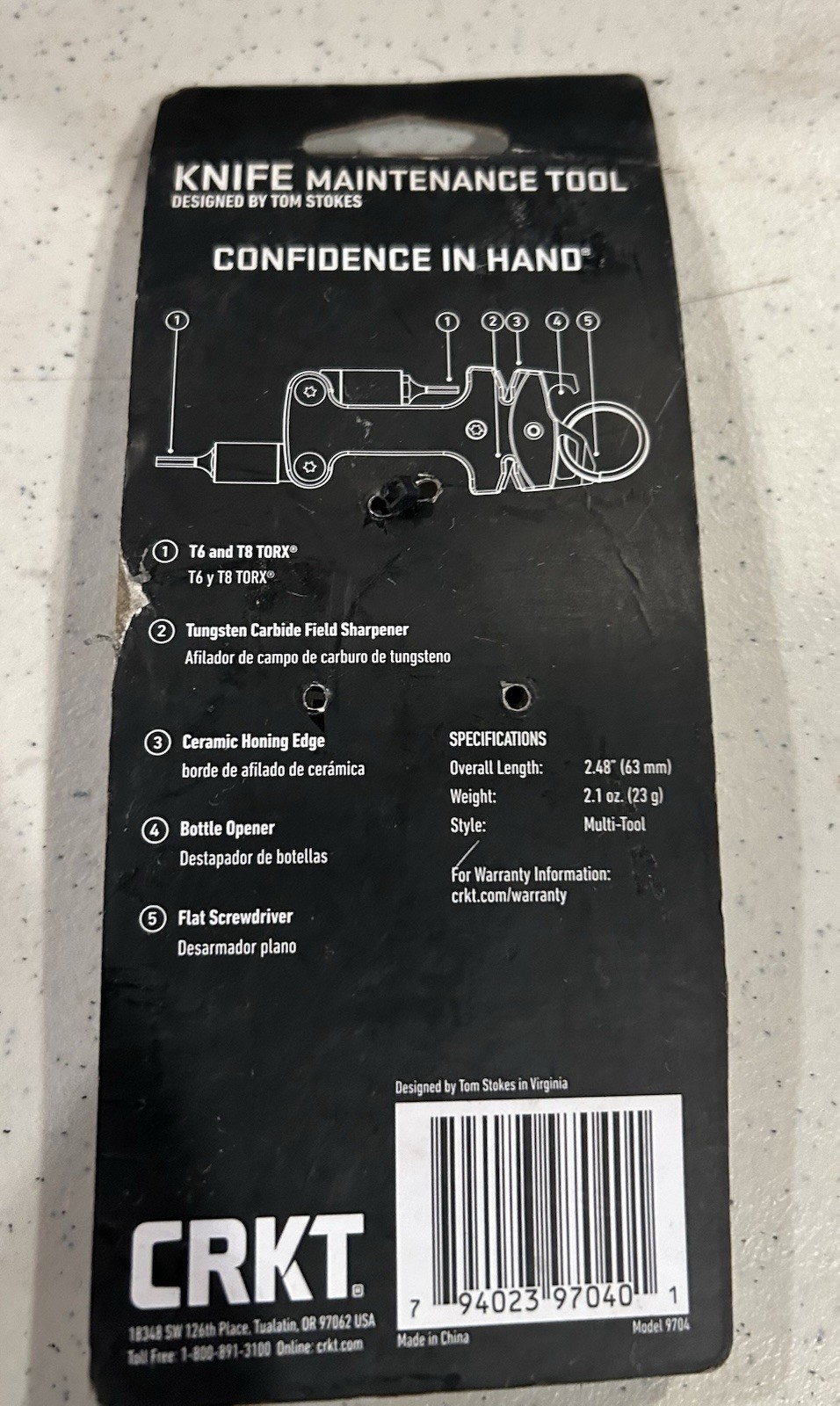 NOS. CRKT KNIFE MAINTENANCE TOOL – Designed By Tom Stokes – Model 9704