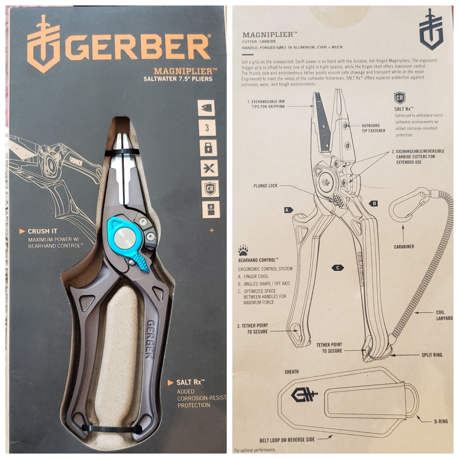 NEW GERBER “Magniplier” Saltwater 7.5″ Pliers With SALT RX. 31-003556.