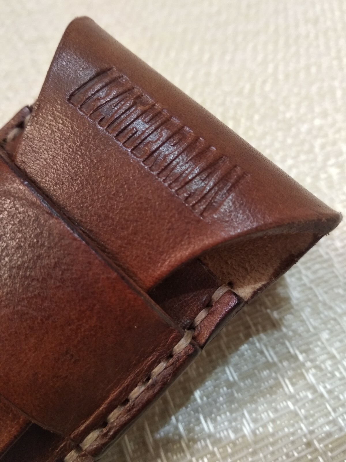 Handmade leather case for the Leatherman Squirt