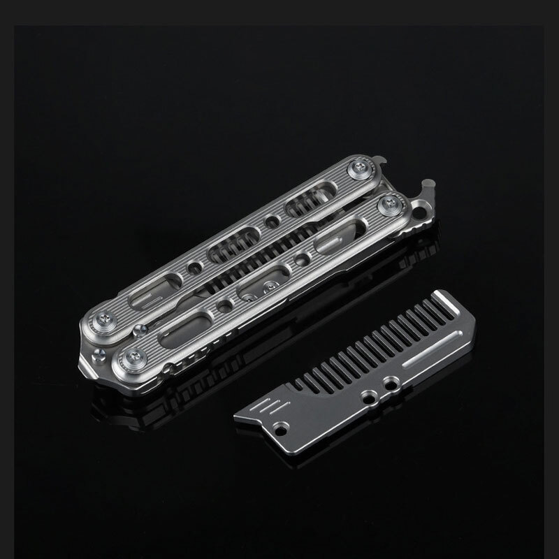 Outdoor Titanium Pocket Folded Comb Replaceable Blade Portable Practice EDC Tool