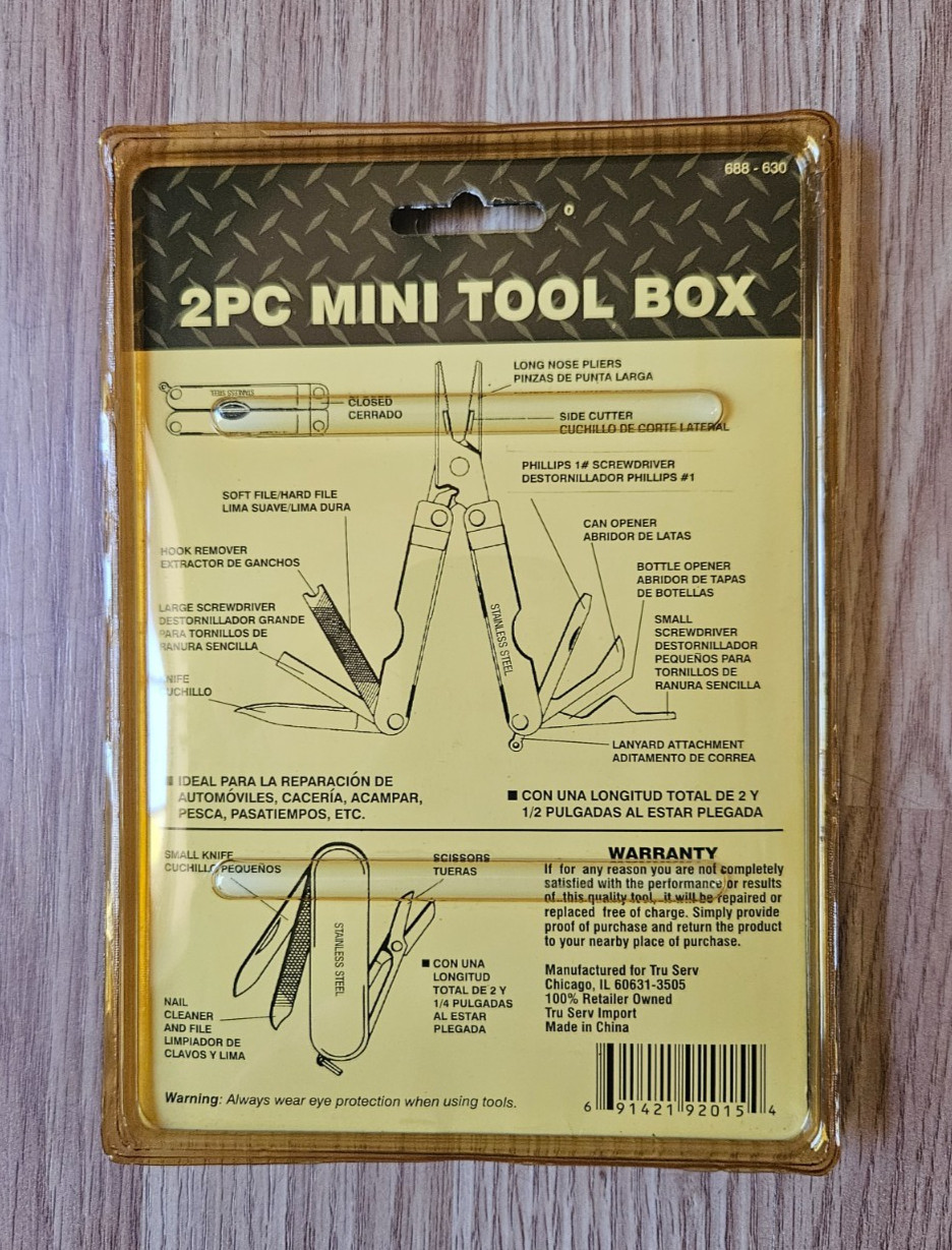 2 PC Mini Tool Set: 12-in-1 Folding Multi-Tool & Utility Knife, Compact