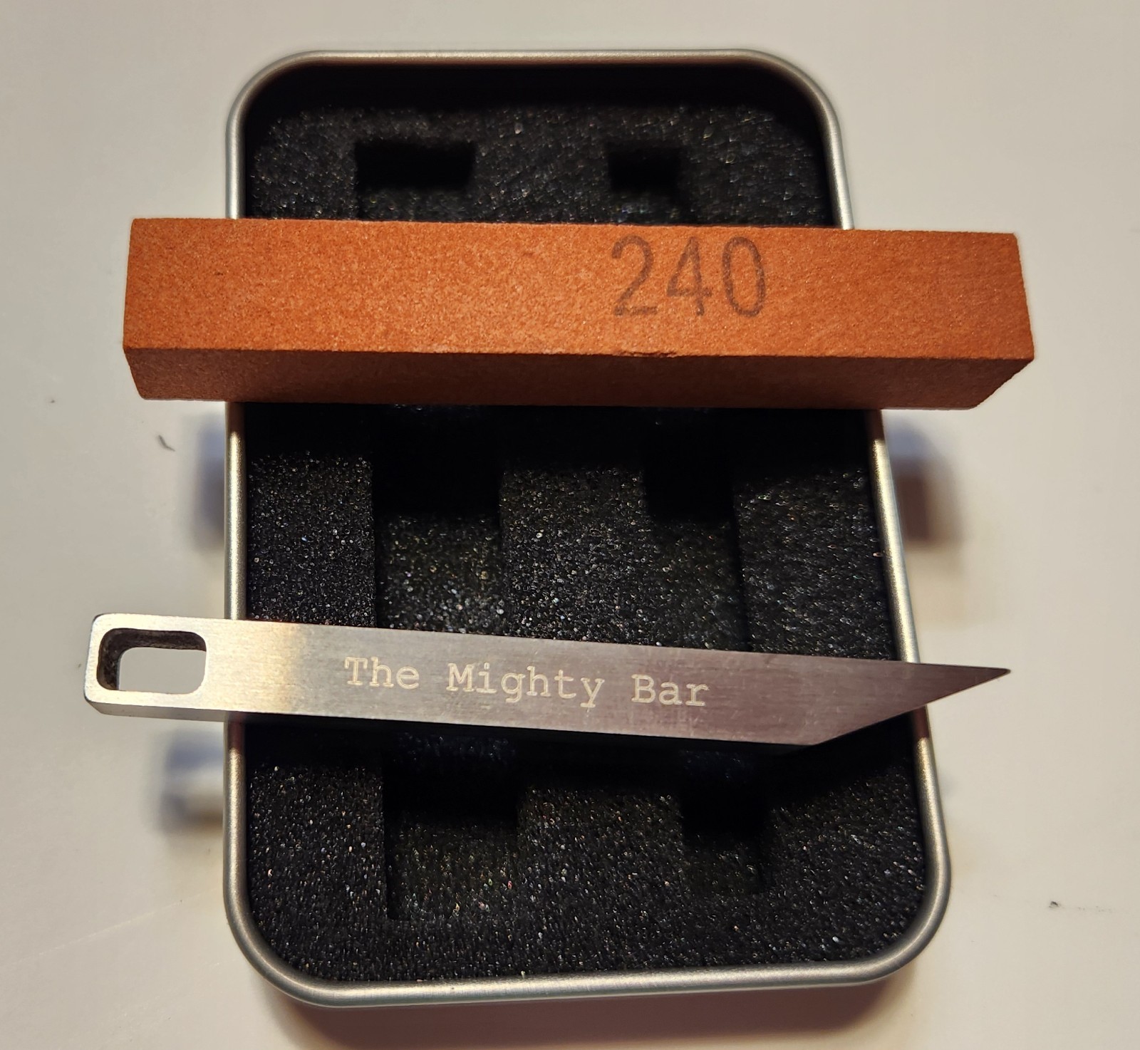 EDC set The Mighty Bar Prybar Keychain, Carabiner Clip, & Knife Sharpening Stone