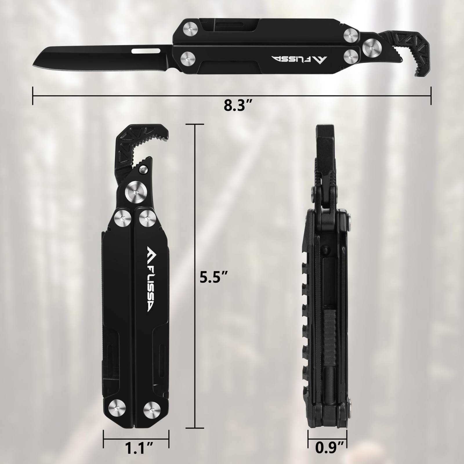 16-in-1 Multi-Tool Wrench, EDC Pocket Tool with Knife, Screwdriver, Saw & File –