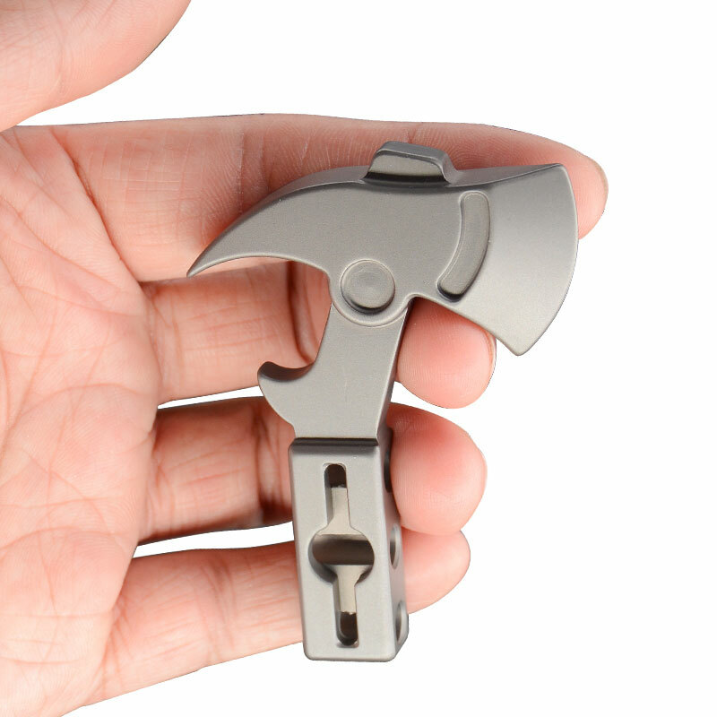 Titanium Alloy Axe Style Keychain Pendant Necklace Opener Crowbar EDC Multi Tool