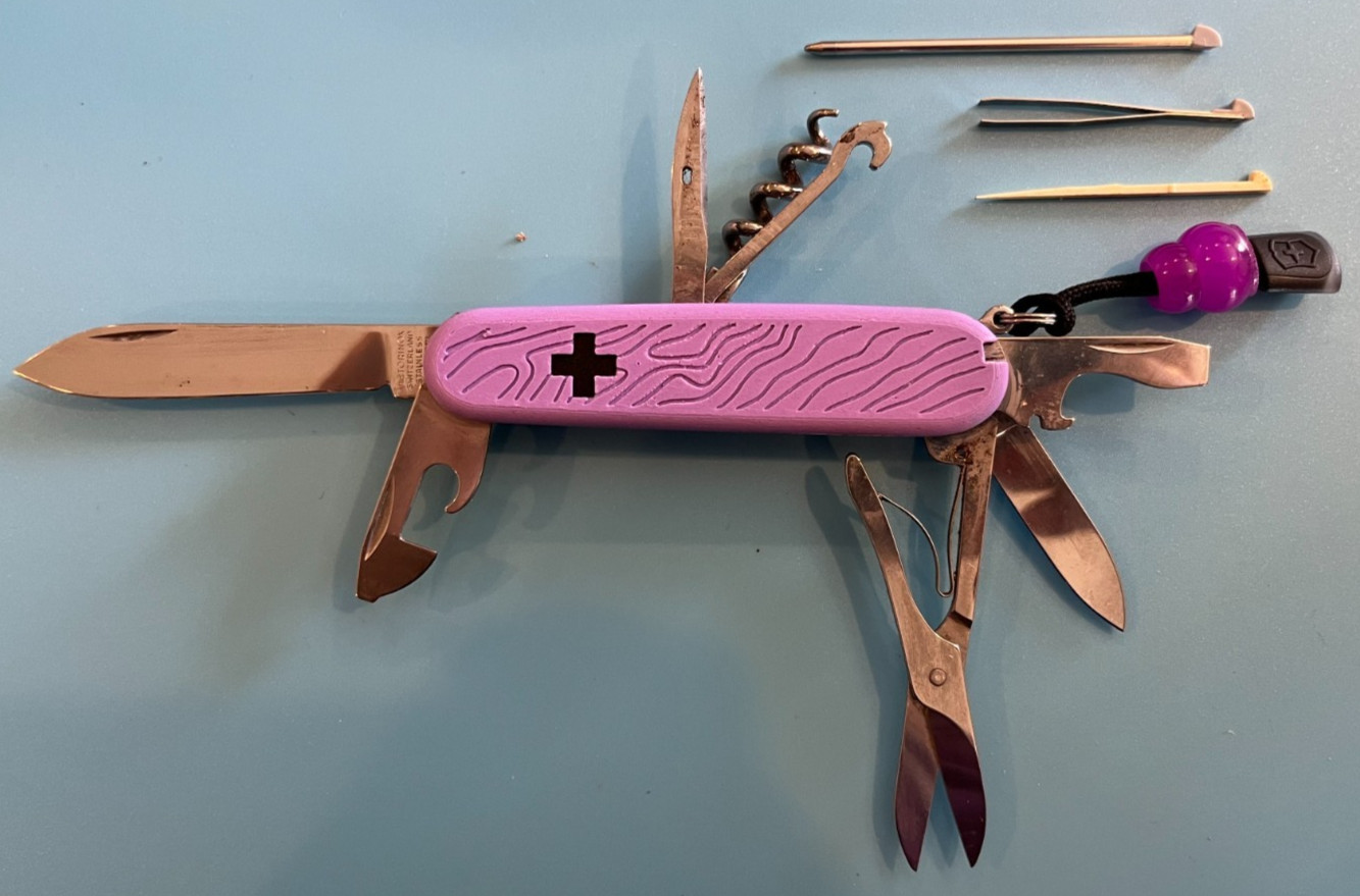 Victorinox Custom Multitool+, General Suisse bld, Purple w/ lanyard & glo bead
