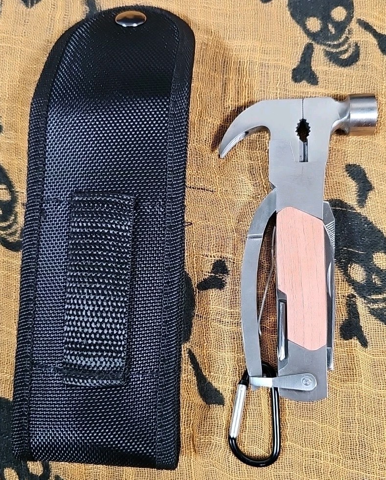 14-in-1 Multi Tool Hammer Knife for World’s Best Dad w/ Pouch 5.5” EUC