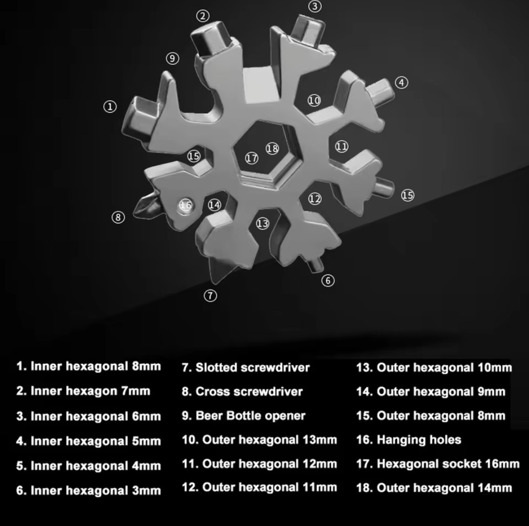 18-in-1 Snowflake Multi Tool Outdoor Camping Travel Camping Adventure Daily…