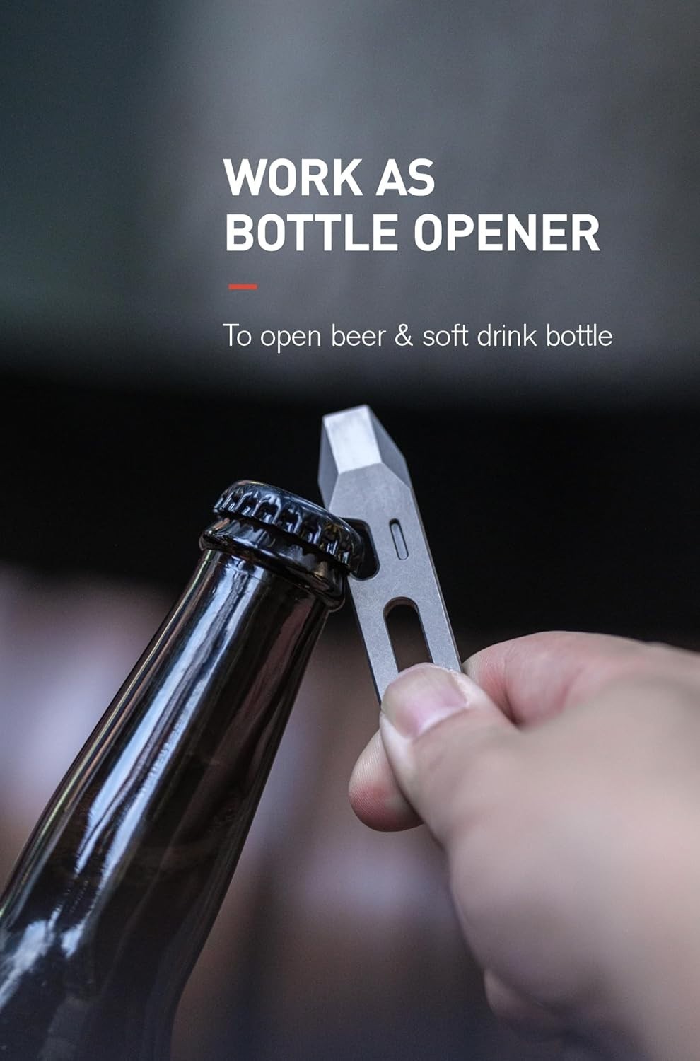 Titanium EDC Pry Bar Multitool, 4-in-1 Keychain Prybar Tool with Bottle Opene…