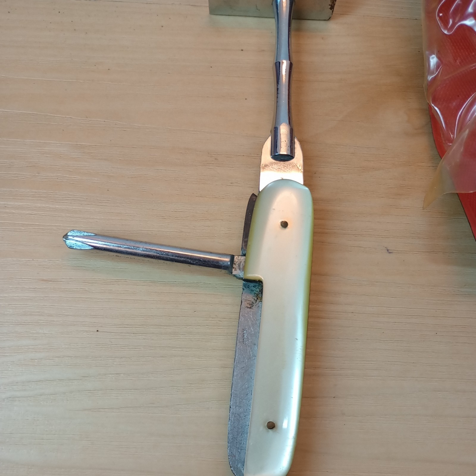 Vtg Multi Purpose Tool Kit Pocket Size Knife Interchangeable 6pc Stainless Japan