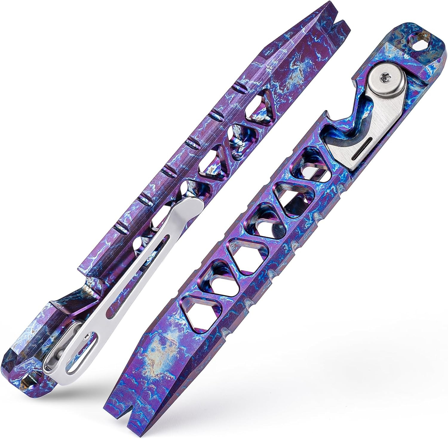 Titanium EDC Pry Bar, Keychain Pry Bar Multitool with Bottle Opener, Pocket Smal