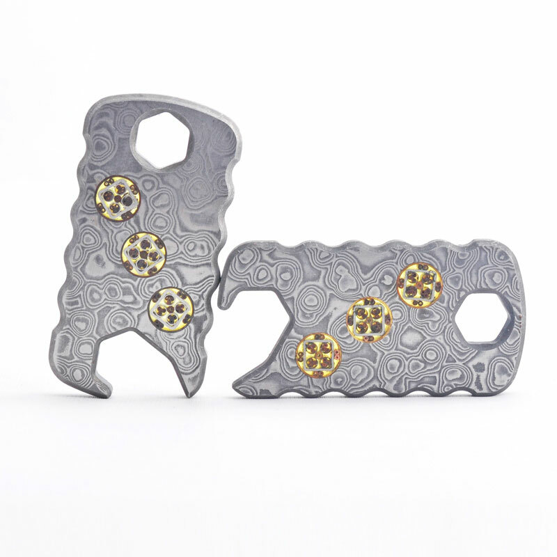 EDC Damascus Steel Multi Tools Card Necklace Wrench Bottle Opener Keychain