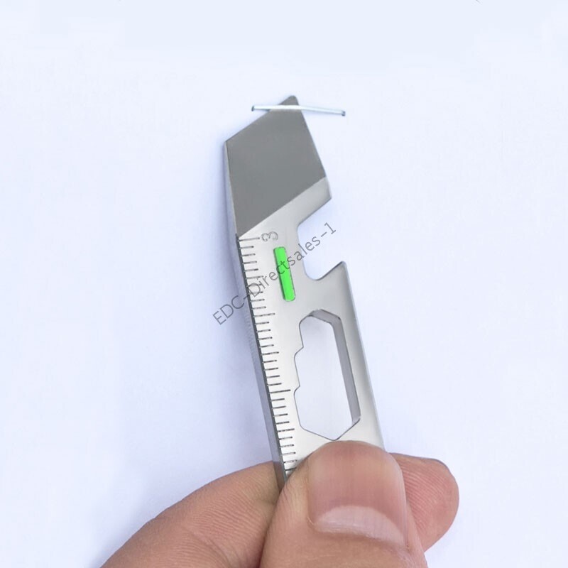 Mini Titanium Alloy Keychain Pry Bar Crowbar Opener Ruler Wrench EDC Multi Tools