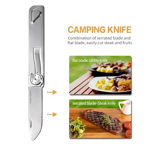 Folding Camping Utensil Set – 2-in-1 Detachable Cutlery Tool with Fork & Knife f