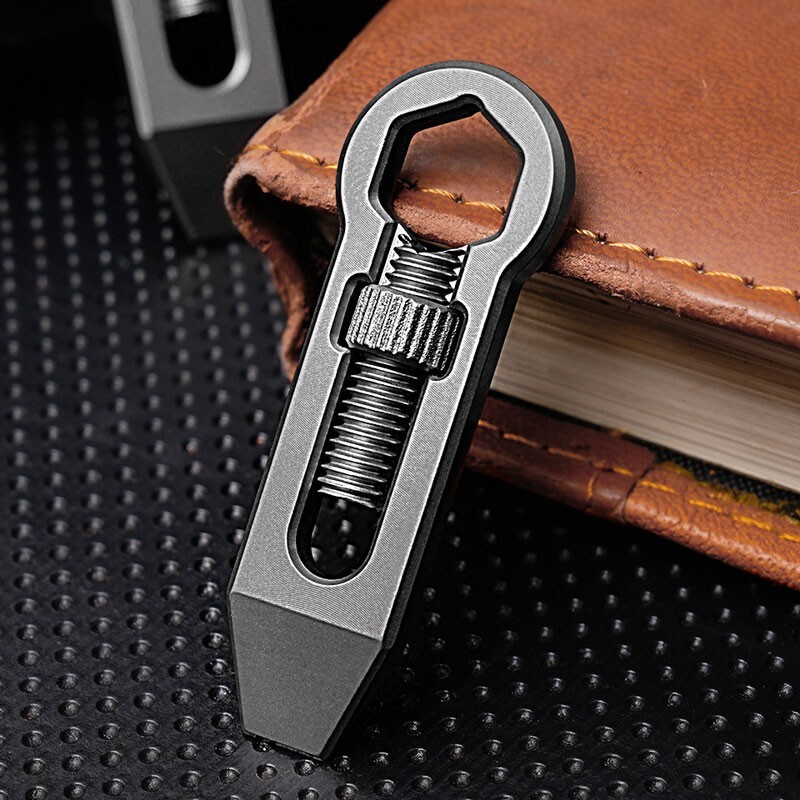 EDC Titanium Alloy Multi Tools Adjustable Wrench Pocket Pry Bar Crowbar Keychain