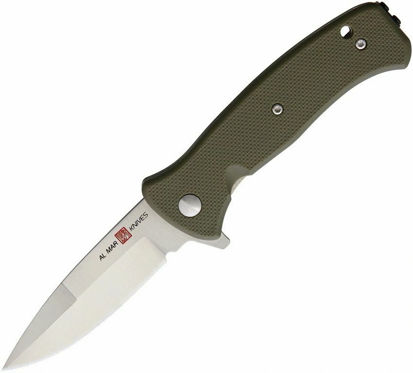 Al Mar Mini SERE 2020 Folding Knife 3″ 8Cr13MoV Steel Blade Green FRN Handle